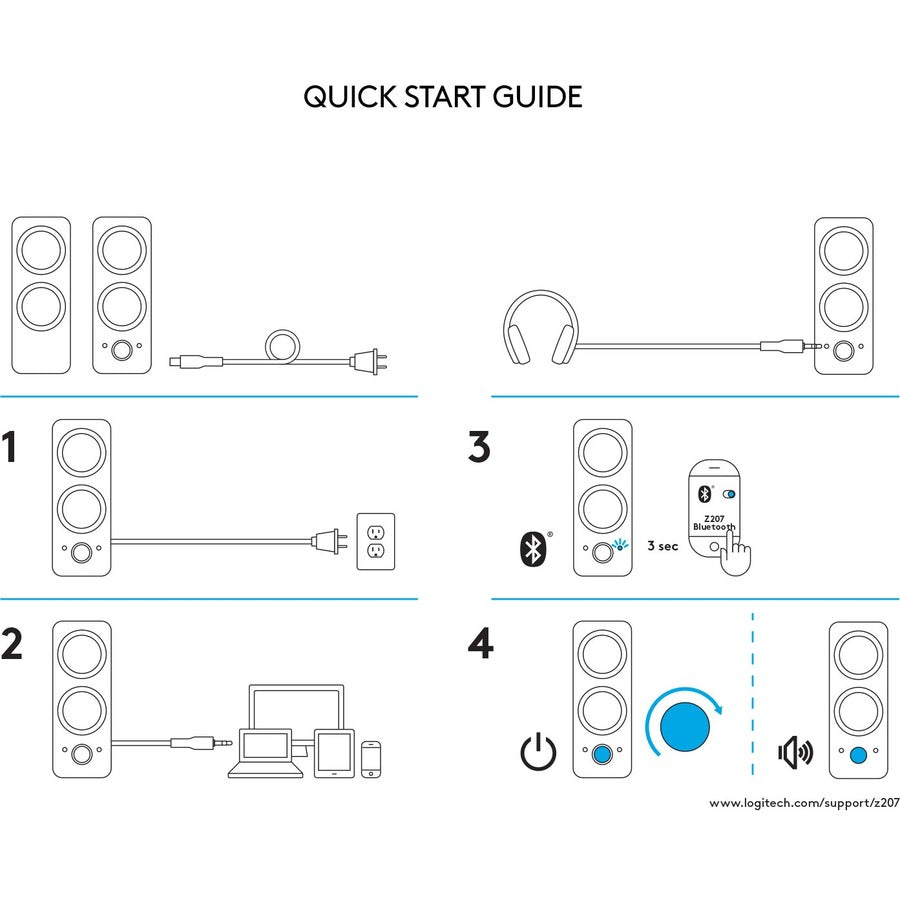 Système de haut-parleurs Bluetooth Logitech Z207 - 5 W RMS - Noir 980-001294
