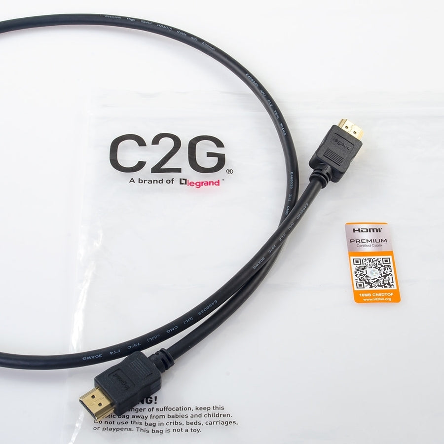 Câble HDMI haute vitesse certifié C2G de 6 pieds avec Ethernet 4K 60 Hz 50182