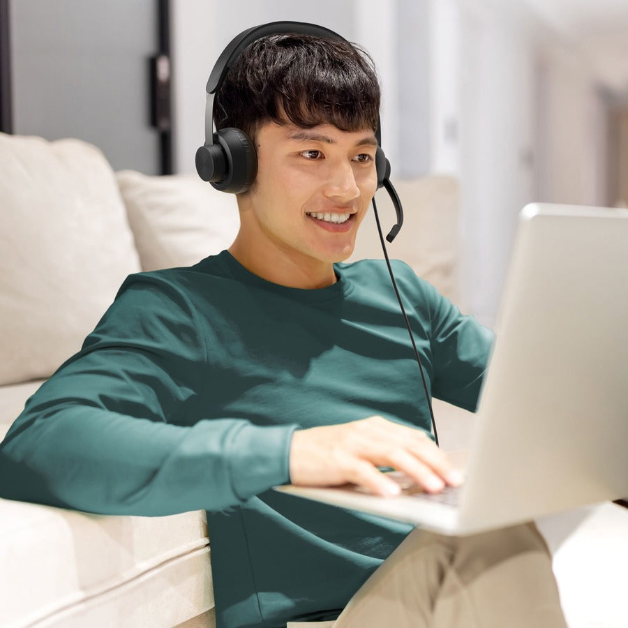 Casque supra-auriculaire filaire Logitech Zone 750 avec microphone antibruit avancé, adaptateur USB-C simple et USB-A inclus, compatibilité plug-and-play pour tous les appareils 981-001103