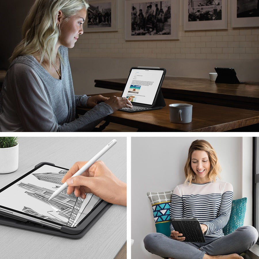 Étui clavier/housse Logitech Slim Folio Pro (Folio) pour tablette iPad Pro 12,9" (3e génération), iPad Pro (4e génération) - Gris Oxford 920-009703