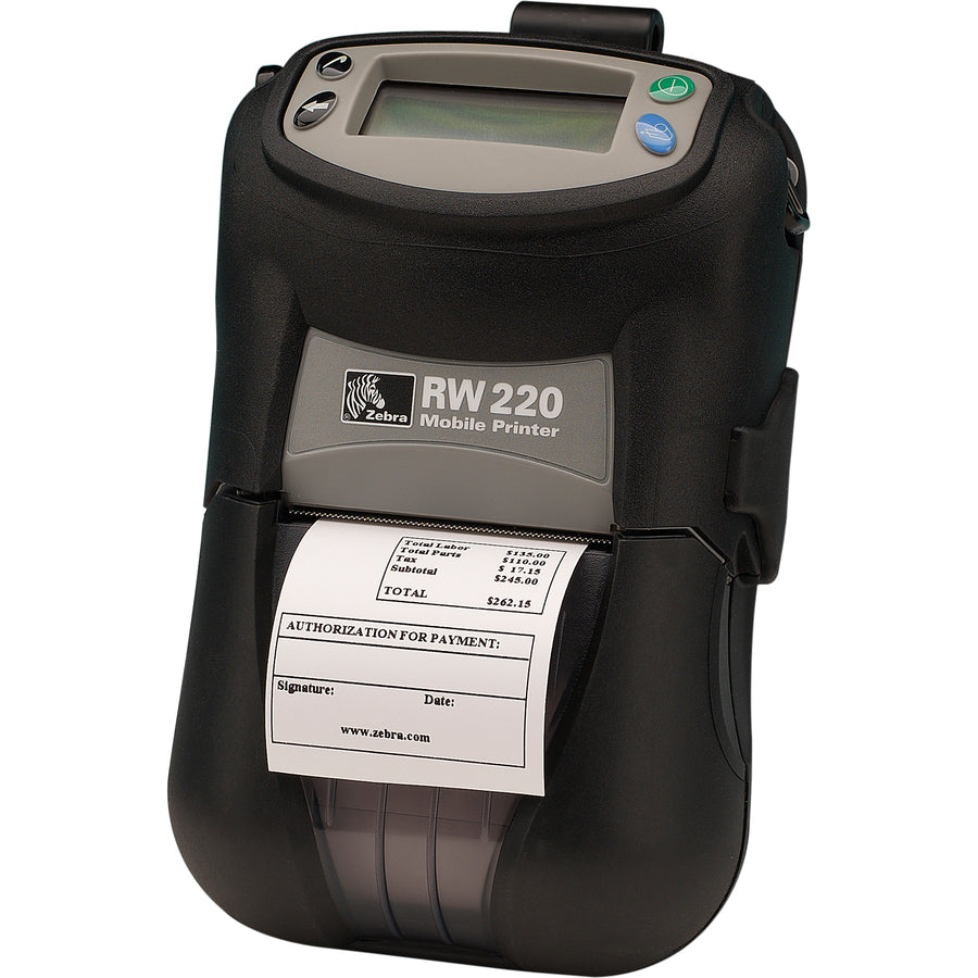 Imprimante thermique directe Zebra RW220 - Monochrome - Portable - Impression de reçus - USB - Série - Bluetooth - Batterie incluse R2D-0UBA000N-GA