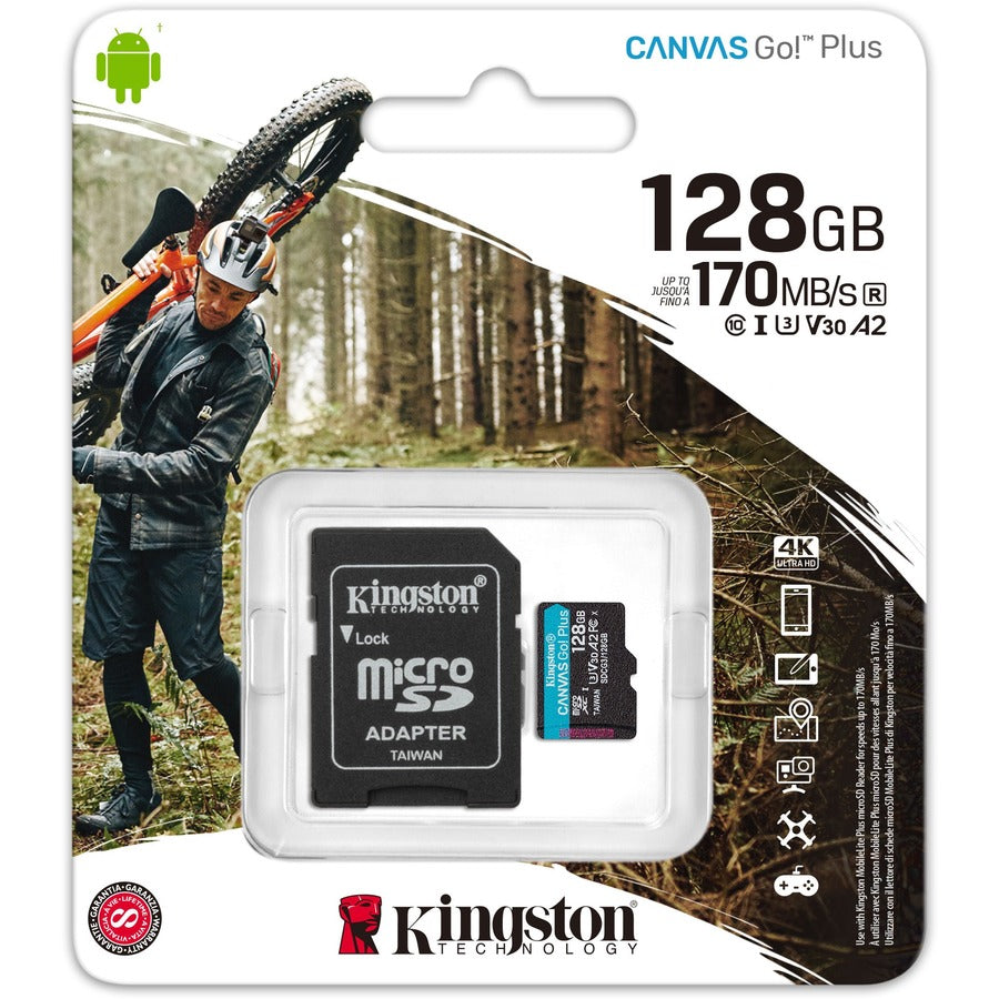 Carte microSDXC Kingston Canvas Go! Plus SDCG3 128 Go Classe 10/UHS-I (U3) SDCG3/128 Go