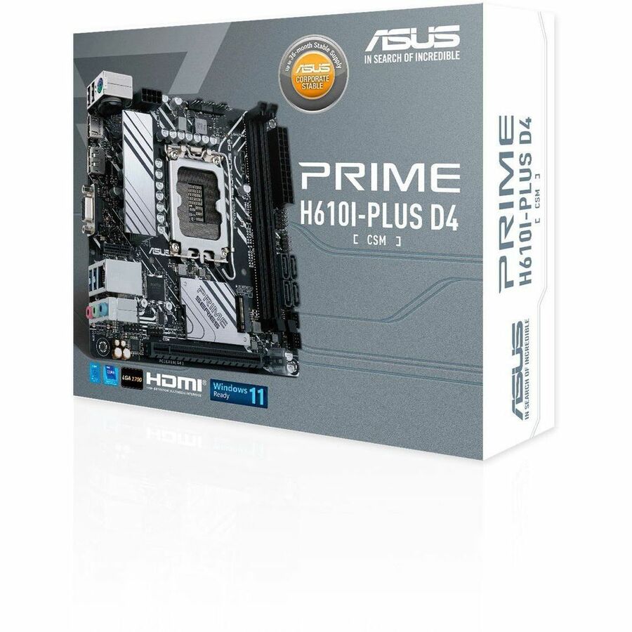 Carte mère de bureau Asus Prime PRIME H610I-PLUS D4-CSM - Chipset Intel H610 - Socket LGA-1700 - Mini ITX PRIME H610I-PLUSD4-CSM