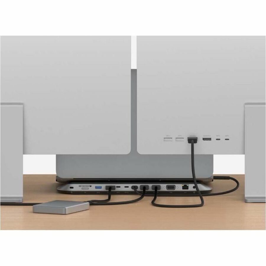 Station d'accueil universelle USB-C 11 en 1 Belkin - USB 3.2 - 10 Gbit/s - 100 W - 2 x HDMI, 1 x VGA, 2 x USB-A, 1 x USB-C - Gris INC014BTSGY