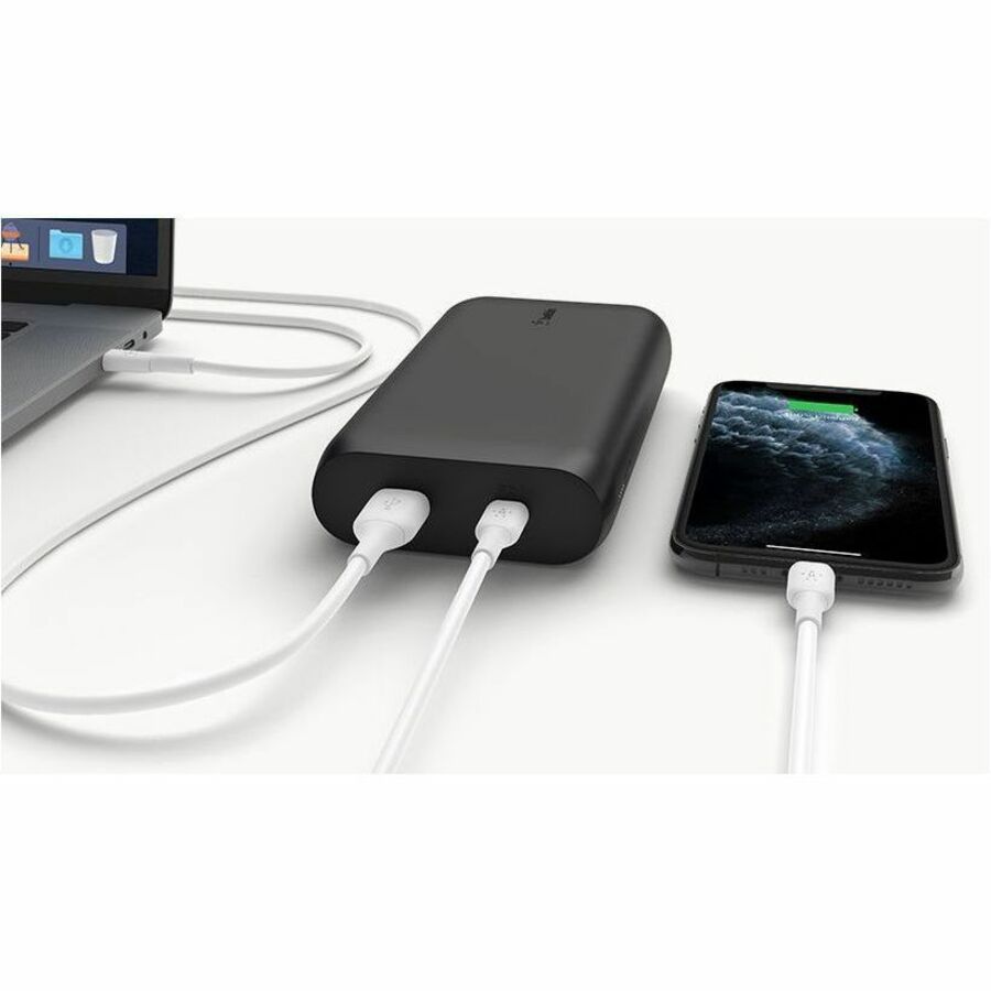 Chargeur portatif Belkin 30 W USB-C 2 ports - 20 000 mAh - 1 x USB-C (30 W), 1 x USB-A (12 W) - Noir BPB002BTBK