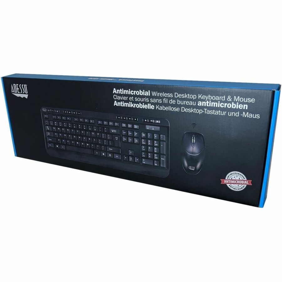 Clavier et souris de bureau sans fil antimicrobiens Adesso WKB-1320CB-FR