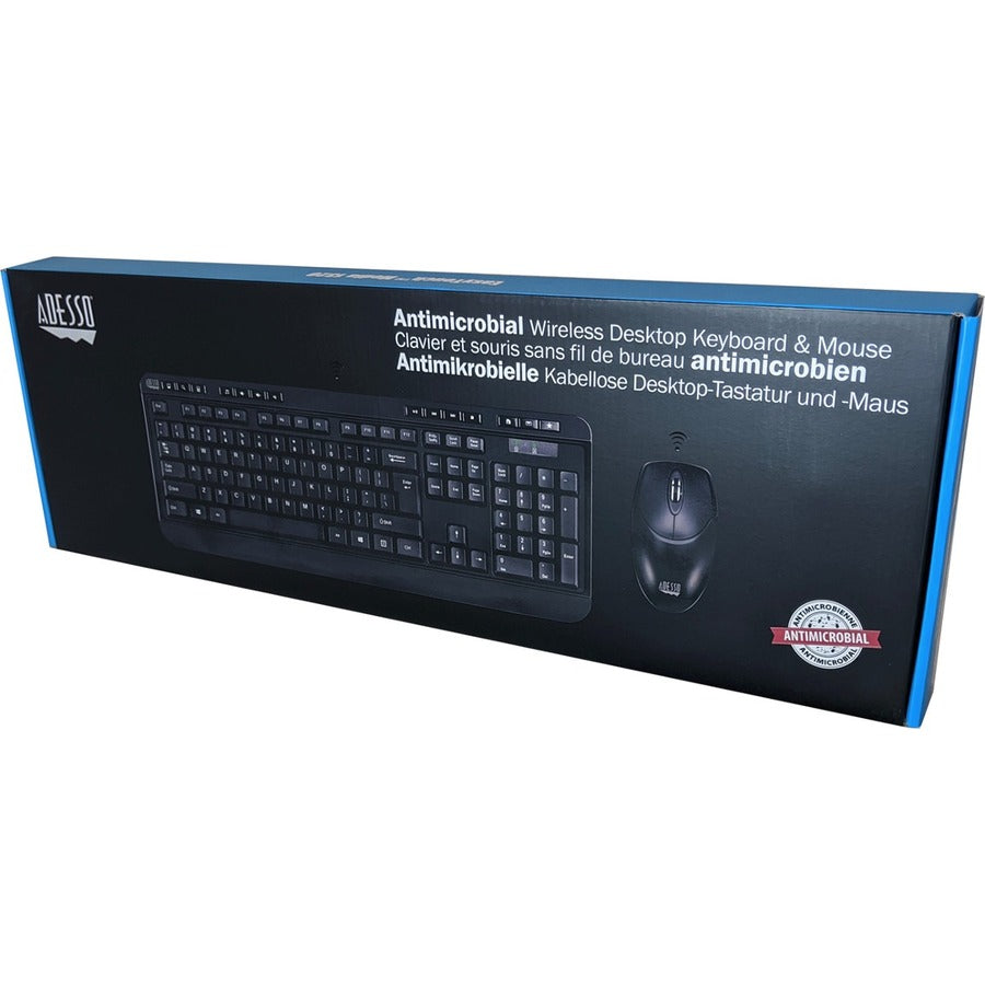 Clavier et souris de bureau sans fil antimicrobiens Adesso WKB-1320CB