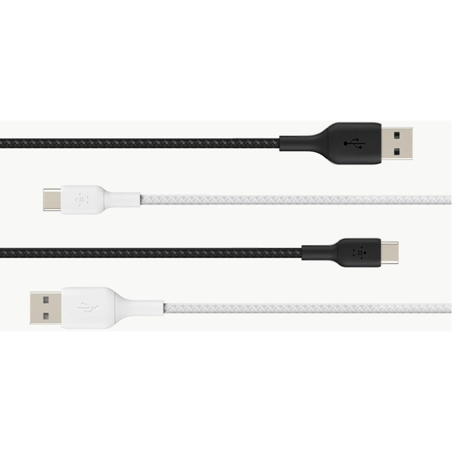 Câble tressé USB-C vers USB-A Belkin BoostCharge (2 mètres / 6,6 pieds, noir) CAB002BT2MBK
