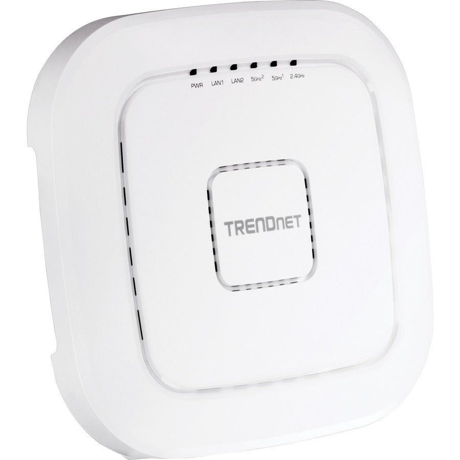 Point d'accès sans fil intérieur PoE+ tri-bande AC2200 TRENDnet, bandes WiFi AC 867 Mbps + WiFi N 400 Mbps, Wave 2 MUMIMO, pont client, WDS, AP, pont WDS, station WDS, modes répéteur, blanc, TEW-826DAP TEW-826DAP