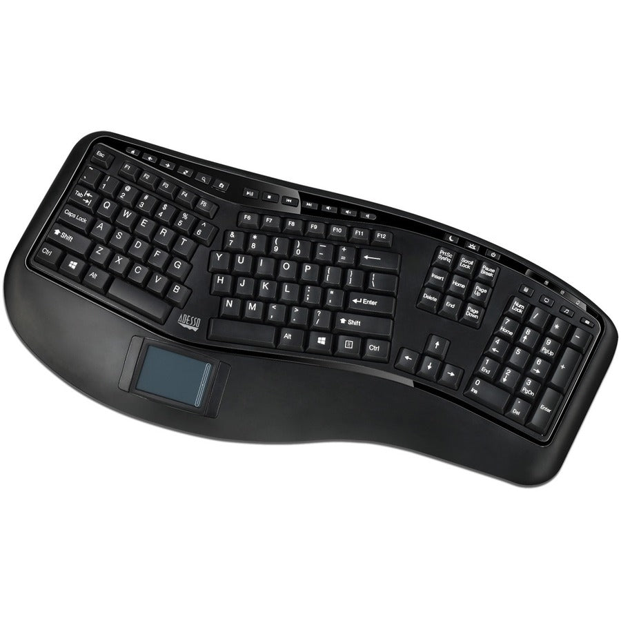 Adesso 2.4GHz Wireless Ergonomic Touchpad Keyboard WKB-4500UB