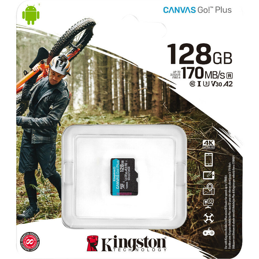 Carte microSDXC Kingston Canvas Go! Plus SDCG3 128 Go Classe 10/UHS-I (U3) SDCG3/128GBSP