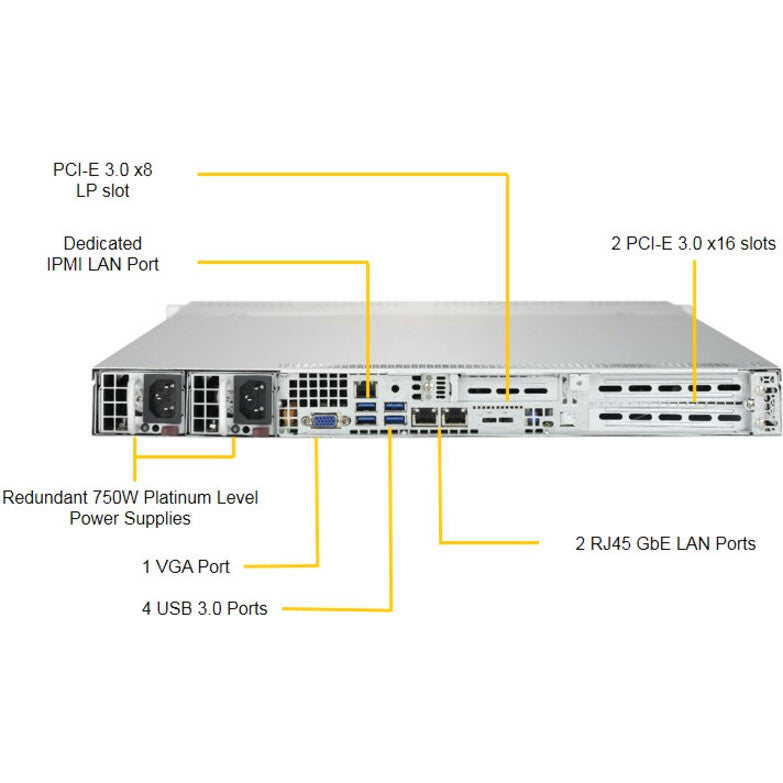 Système Barebone SuperMicro SuperServer 6019P-WTR - Montable en rack 1U - Socket P LGA-3647 - Prise en charge de 2 processeurs SYS-6019P-WTR
