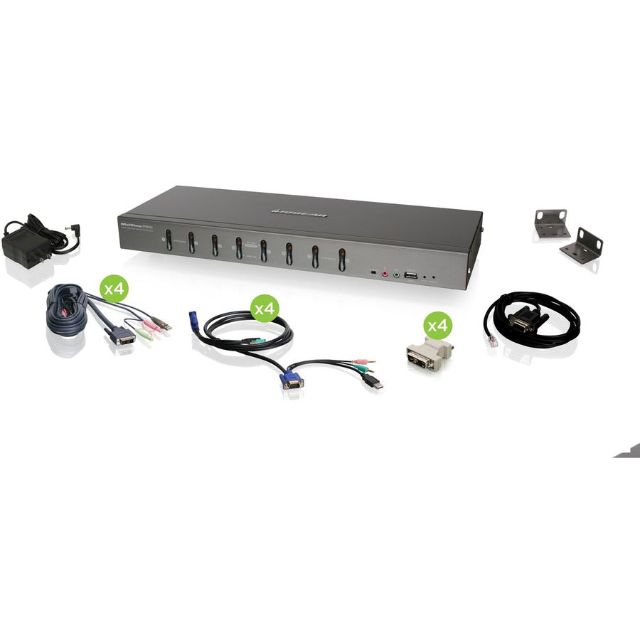 KIT DE COMMUTATEUR KVMP DVI À DOUBLE LIAISON À 8 PORTS IOGEAR AVEC PRISE EN CHARGE VGA GCS1208KIT2