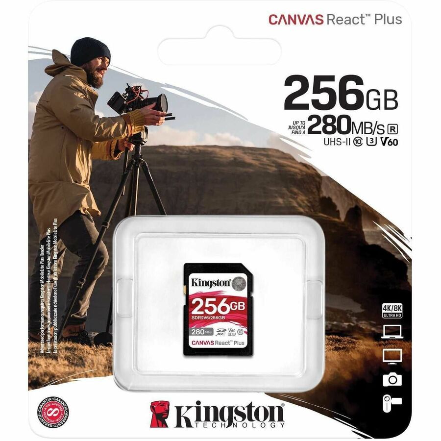 Kingston Canvas React Plus 256 Go Classe 10/UHS-II (U3) V60 SDXC SDR2V6/256 Go