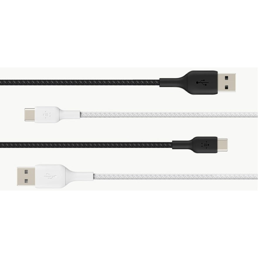 Câble tressé USB-C vers USB-A de Belkin (1 m, blanc) CAB002BT1MWH