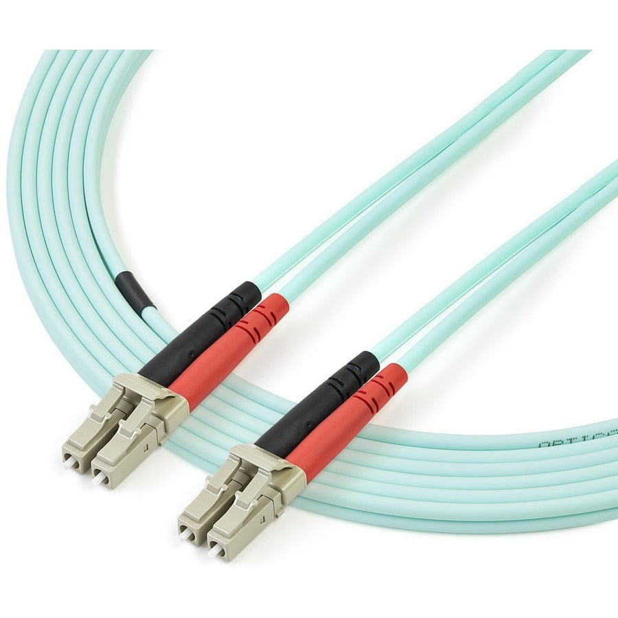 StarTech.com Câble à fibre optique multimode LC/UPC vers LC/UPC OM3 de 2 m (6 pi), duplex intégral 50/125 Zipcord, 100 G, cordon de raccordement à fibre optique LSZH A50FBLCLC2