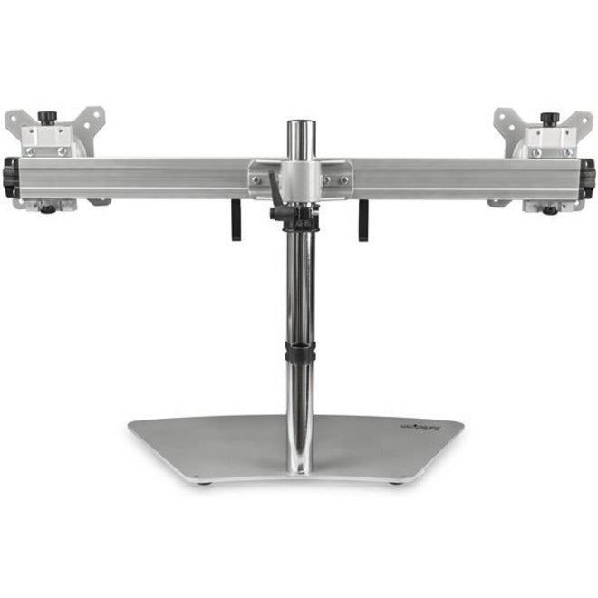 StarTech.com Support pour deux écrans, support de bureau autonome pour 2 écrans de 24 pouces (17,6 lb/8 kg) avec support VESA, hauteur réglable, argent ARMDUOSS