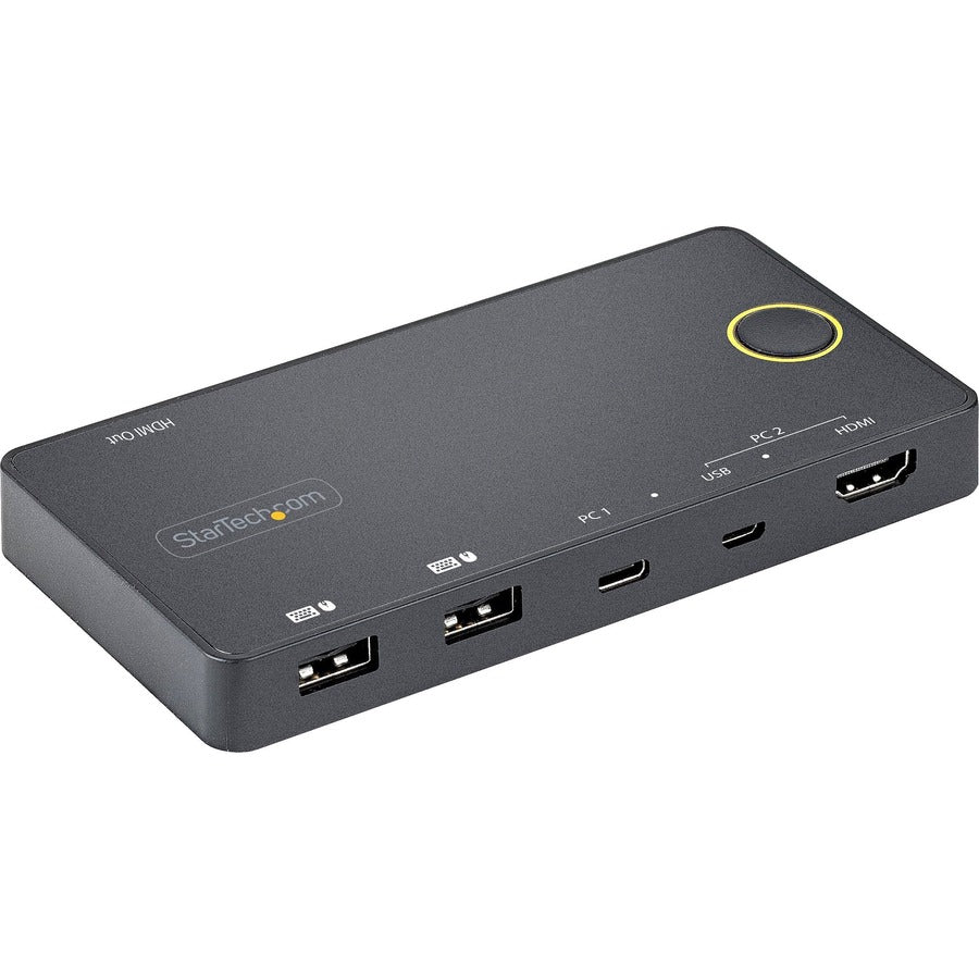 StarTech.com Commutateur KVM hybride USB-A + HDMI et USB-C à 2 ports, écran unique 4K 60 Hz HDMI 2.0, commutateur KVM HDMI compact pour ordinateur de bureau et/ou ordinateur portable SV221HUC4K