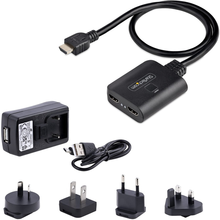 StarTech.com Répartiteur HDMI 2 ports, vidéo HDMI 2.0 4K 60 Hz, répartiteur HDMI 4K 1 entrée 2 sorties, répartiteur d'affichage/sortie HDMI 1x2, HDR/HDCP HDMI-SPLITTER-4K60UP