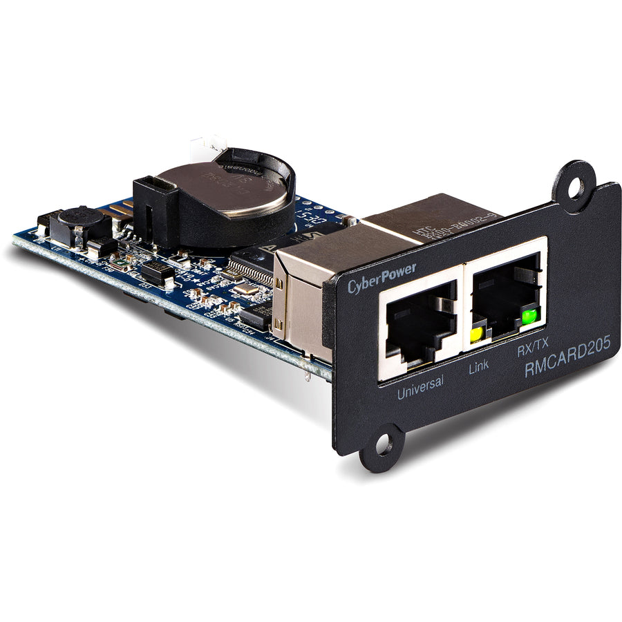 CyberPower UPS Systems RMCARD205TAA TAA Compliant UPS - Supported Protocols: TCP/IP, UDP, FTP, SCP, DHCP, DNS, SSH, Telnet, HTTP/HTTPS, SNMPv1/v3, IPv4/v6, NTP, SMTP, and Syslog RMCARD205TAA