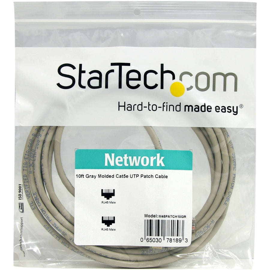 Câble patch UTP Cat5e moulé gris StarTech.com de 3 m M45PATCH10GR