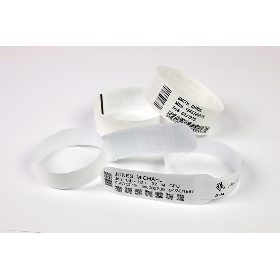 Bracelet Zebra en polypropylène 1 x 11 po à impression thermique directe Zebra Z-Band Direct Red HC100 10006995-1K