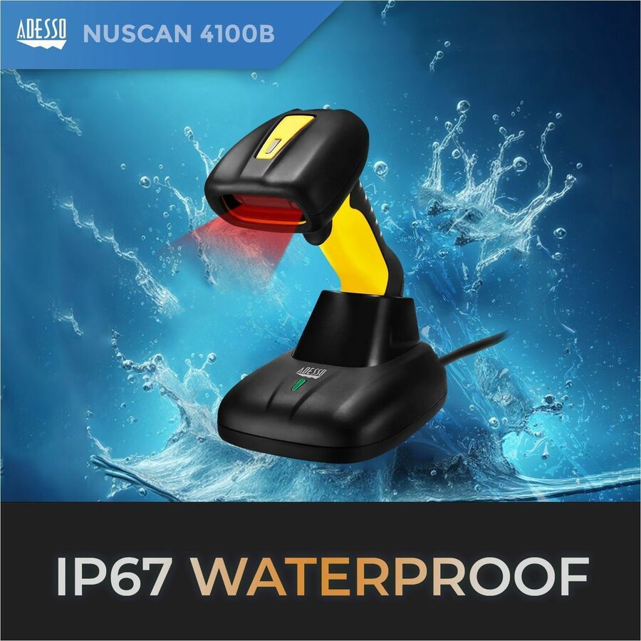 Adesso NuScan 4100B Bluetooth Antimicrobial Waterproof CCD Barcode Scanner NUSCAN 4100B
