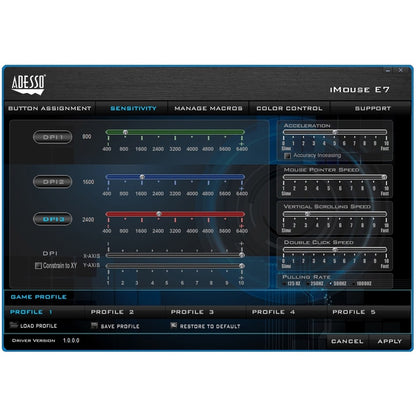 Souris ergonomique verticale programmable Adesso pour gaucher IMOUSE E7