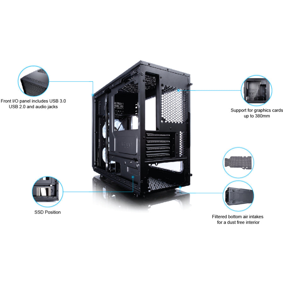 Boîtier d'ordinateur Fractal Design Focus G avec fenêtre latérale FD-CA-FOCUS-MINI-BK-W