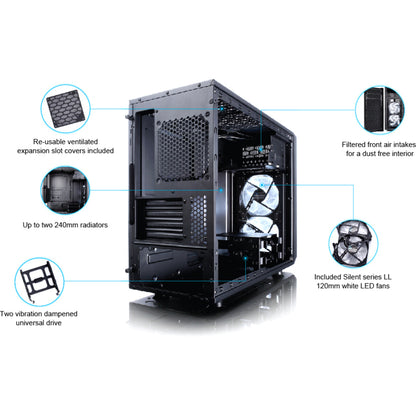 Boîtier d'ordinateur Fractal Design Focus G avec fenêtre latérale FD-CA-FOCUS-MINI-BK-W