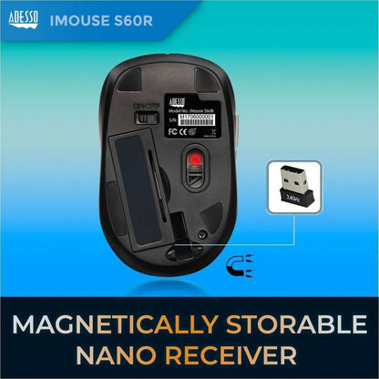 Adesso iMouse S60R - 2.4 GHz Wireless Programmable Nano Mouse IMOUSES60R