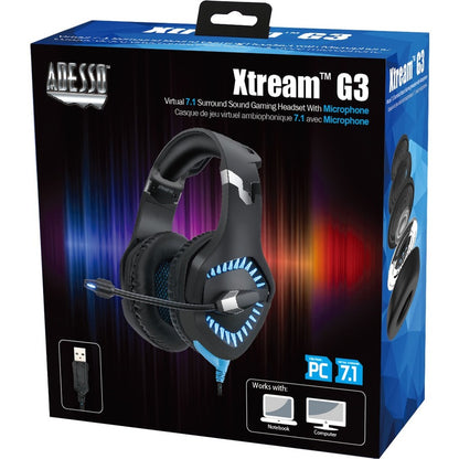 Casque de jeu virtuel Adesso 7.1 avec microphone XTREAM G3
