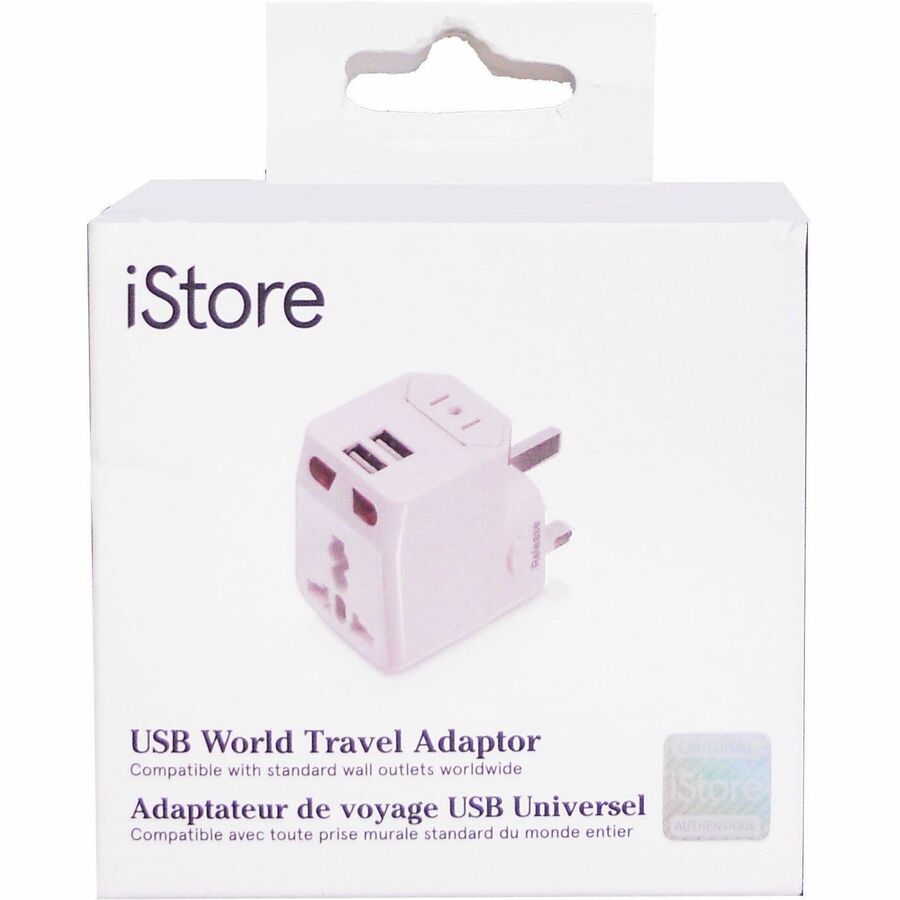 Adaptateur de voyage iStore World avec deux ports de chargement USB APK03206CAI