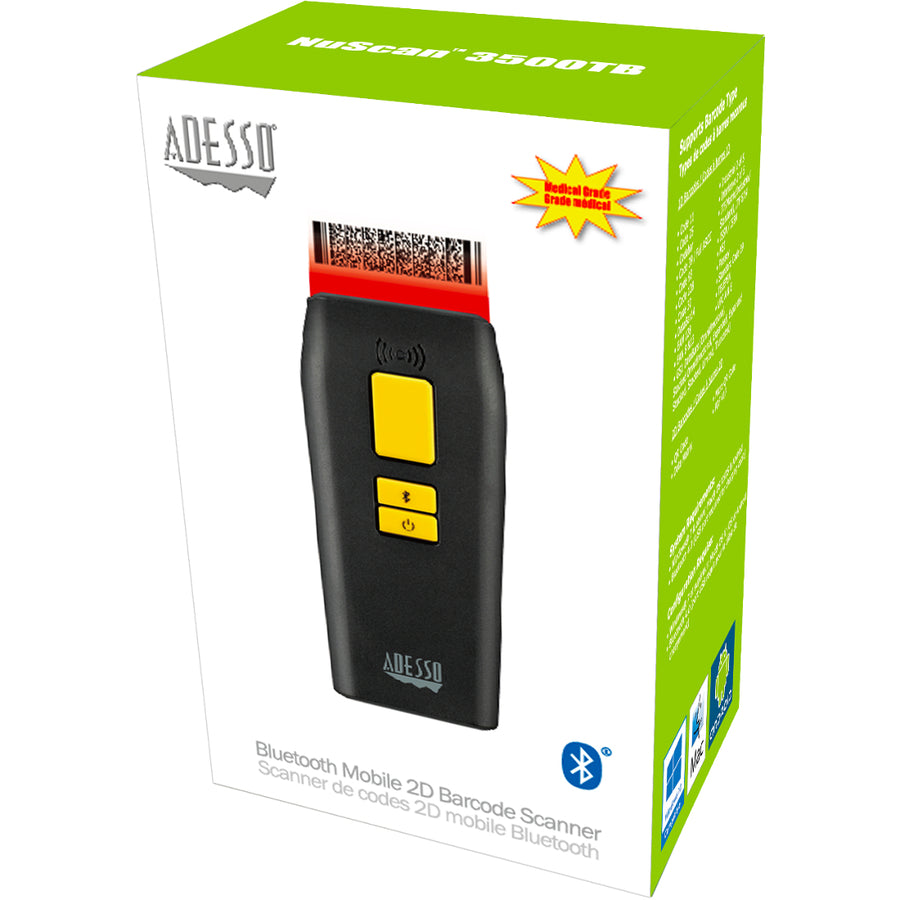 Lecteur de codes-barres 2D étanche et antimicrobien Bluetooth Adesso NuScan 3500TB NUSCAN 3500TB