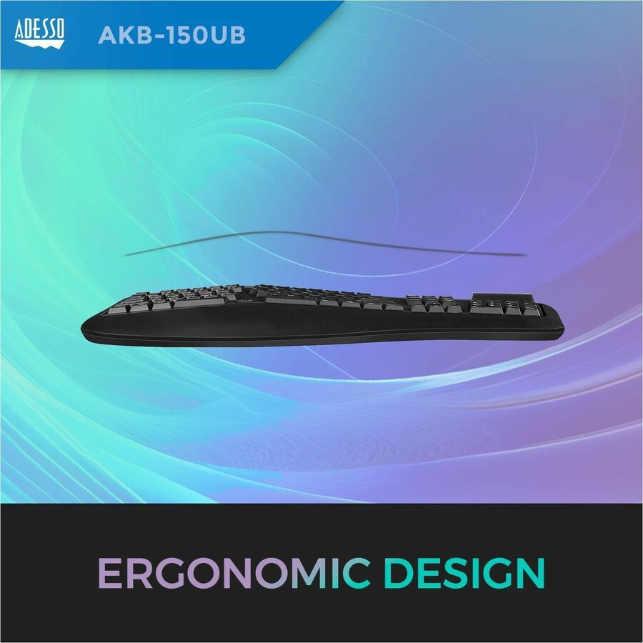 Clavier ergonomique de bureau Adesso (conforme TAA) AKB-150UB-TAA