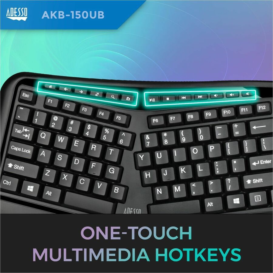 Clavier ergonomique de bureau Adesso (conforme TAA) AKB-150UB-TAA