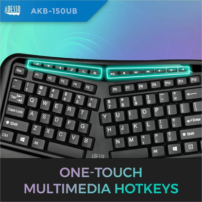 Clavier ergonomique de bureau Adesso (conforme TAA) AKB-150UB-TAA