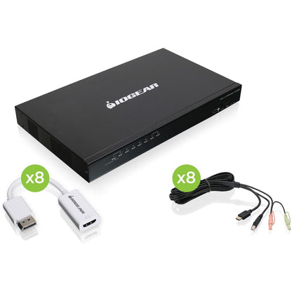 Kit KVM DisplayPort HD combiné USB PS/2 à 8 ports IOGEAR GCS1808HDPKITU