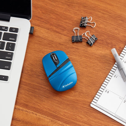 Mini-souris de voyage sans fil Verbatim, série Commuter - Bleu 70705