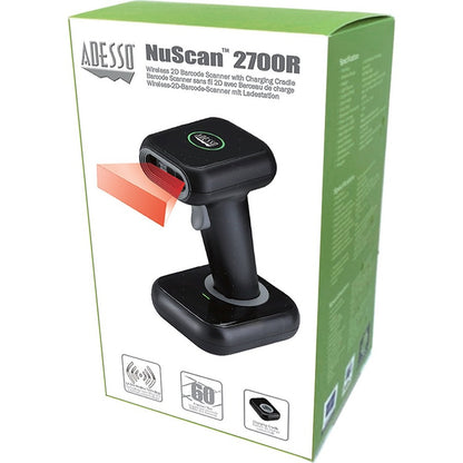 Adesso NuScan 2700R 2D Wireless Barcode Scanner with Charging Cradle NUSCAN2700R
