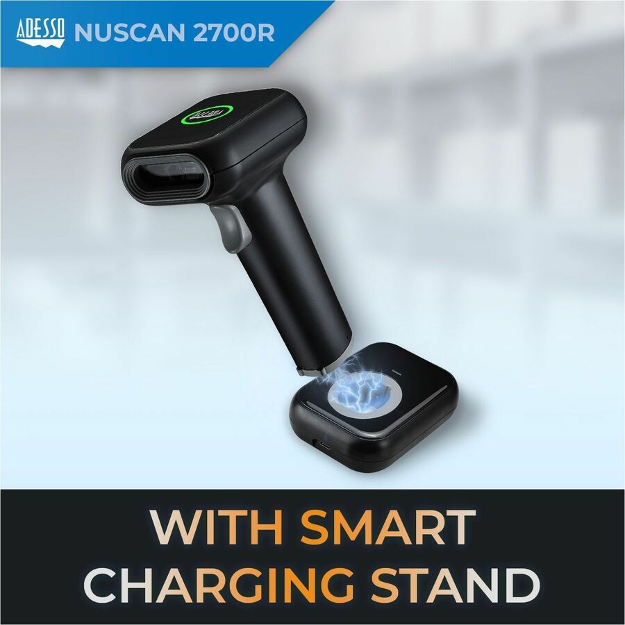 Adesso NuScan 2700R 2D Wireless Barcode Scanner with Charging Cradle NUSCAN2700R