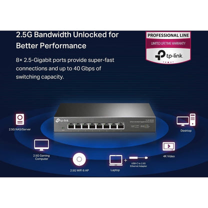 Commutateur de bureau TP-Link 8 ports 2,5G TL-SG108-M2