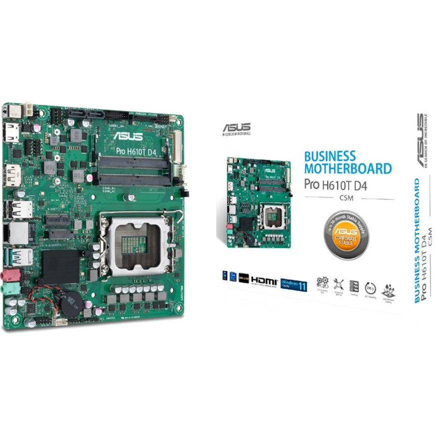 Carte mère de bureau Asus H610T D4-CSM - Chipset Intel H610 - Socket LGA-1700 - Mémoire Intel Optane compatible - Mini ITX PRO H610T D4-CSM