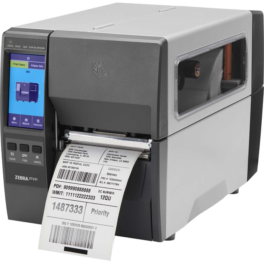 Imprimante à transfert thermique Zebra ZT231 - Monochrome - Impression d'étiquettes - Ethernet - USB - Hôte USB - Série - Bluetooth - US ZT23142-T31000FZ