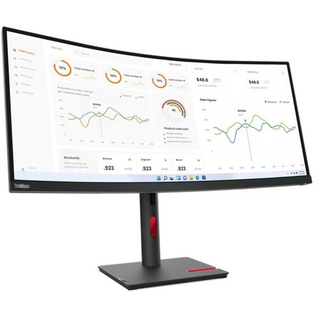 Lenovo ThinkVision T34w-30 34" Class UW-QHD Curved Screen LCD Monitor - 21:9 - Raven Black 63D4GAR1US