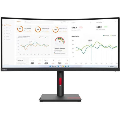 Lenovo ThinkVision T34w-30 34" Class UW-QHD Curved Screen LCD Monitor - 21:9 - Raven Black 63D4GAR1US