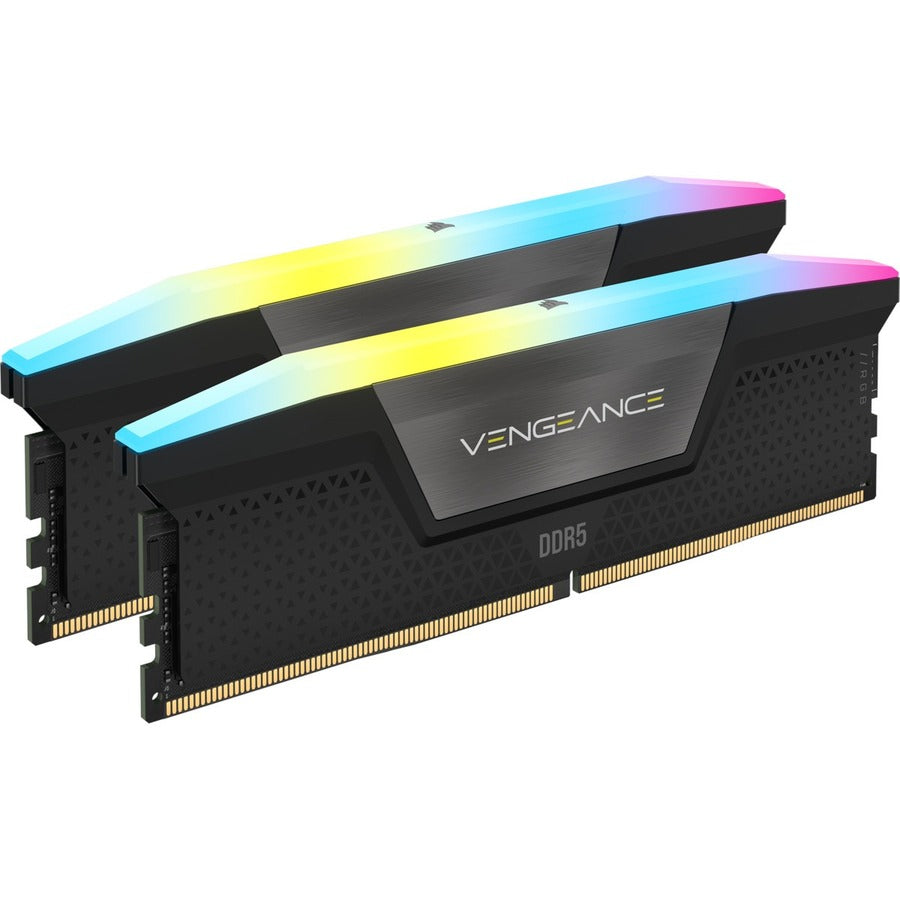 Kit de mémoire Corsair Vengeance RGB 32 Go (2 x 16 Go) DDR5 DRAM 6 400 MHz C36 - Noir CMH32GX5M2B6400C36