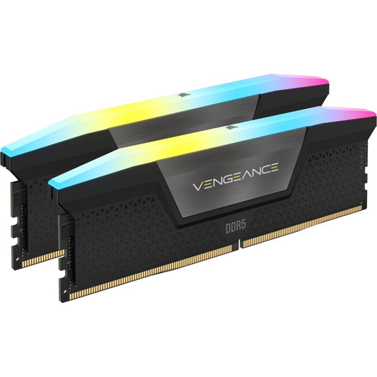 Kit de mémoire Corsair Vengeance RGB 32 Go (2 x 16 Go) DDR5 DRAM 6 400 MHz C36 - Noir CMH32GX5M2B6400C36