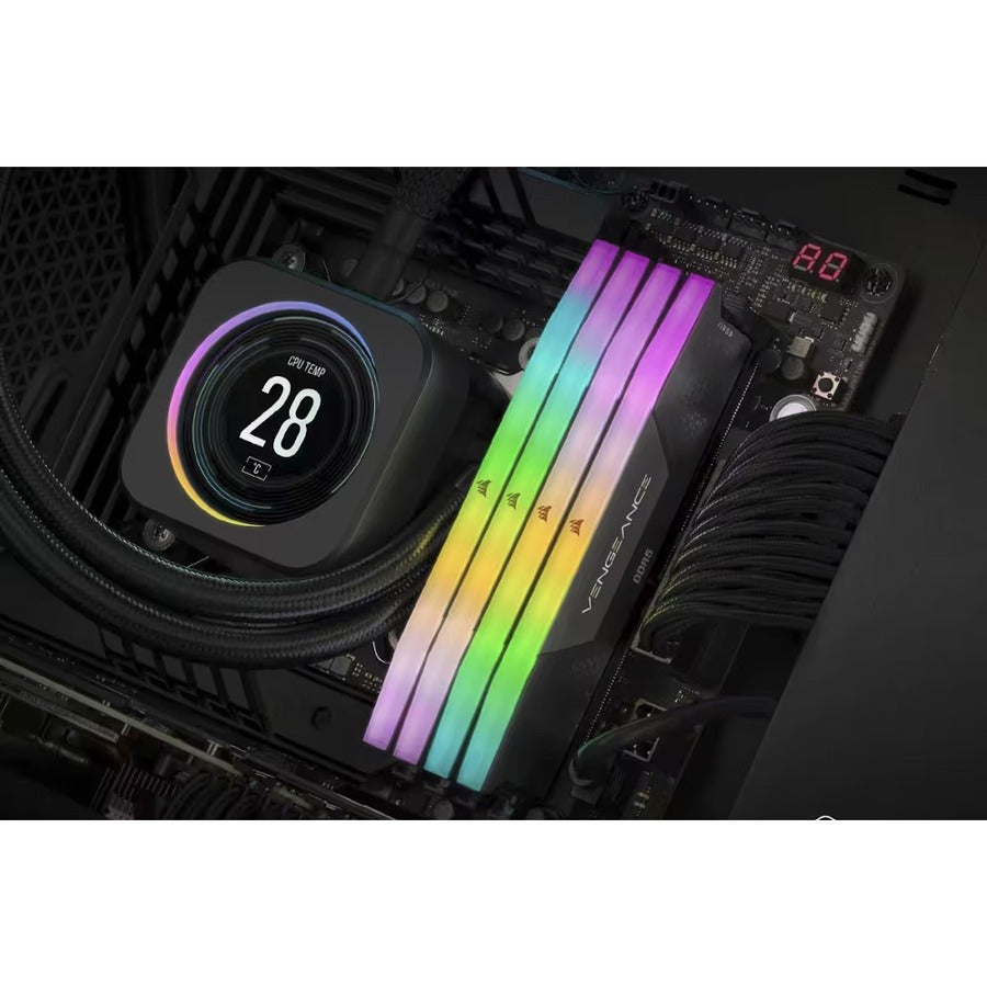 Kit de mémoire Corsair Vengeance RGB 32 Go (2 x 16 Go) DDR5 DRAM 6 400 MHz C36 - Noir CMH32GX5M2B6400C36