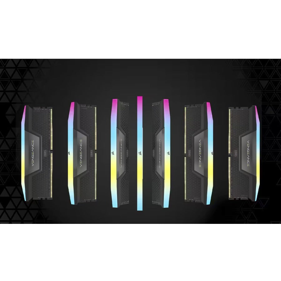Kit de mémoire Corsair Vengeance RGB 32 Go (2 x 16 Go) DDR5 DRAM 6 400 MHz C36 - Noir CMH32GX5M2B6400C36
